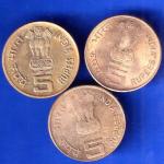 Set Of 3 Coins Republic India different Events five rupee coin ANH2449