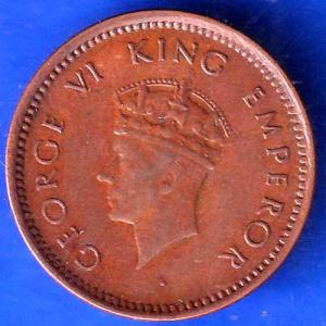 British India 1939 BOMBAY MINT George Vi King Emperor Half Pice Coin ANH1798