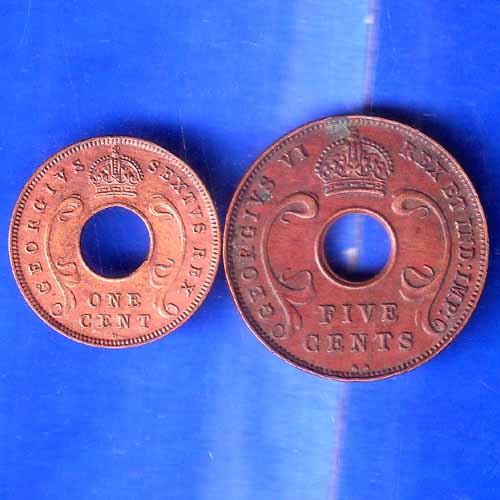 2 SET OF :- EAST AFRICA 1952,1937  FIVE CENTS AND ONE CENTS  Georgivs VI REX ET IND.IMP ANH2249