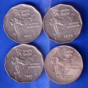 4 SET OF REPUBLIC NATIONAL INTEGRATION WITH DIFFERNT YEAR AND MINT  2 RUPEES ANH2892