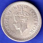 british india 1942 george vi 1/4 rupee silver coin HSK649
