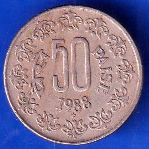 Republic India 1988 50 Paise Hyderabad MINT Coin ANH2250