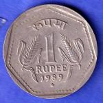 Republic India 1989 Hyderabad Mint One Rupee Coin HSK775
