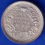 British India 1944 George VI Bombay Mint Quarter Rupee Coin ANH848