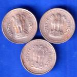 SET OF 3 : REPUBLIC INDIA 25 PAISA DIFFERENT YEARS COINS ANH2597
