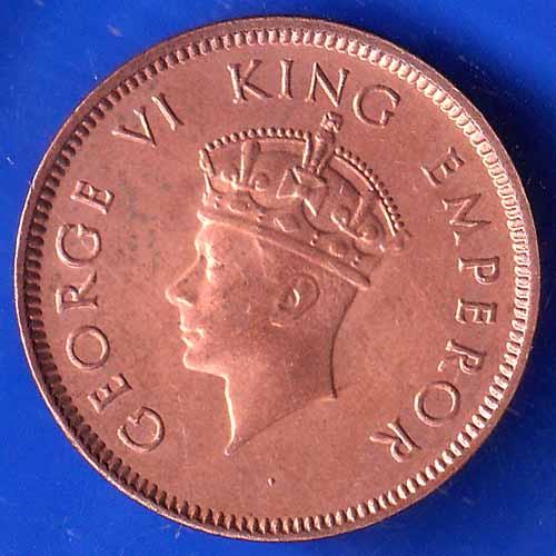BRITISH INDIA 1939 GORGE VI KING ONE QUARTER ANNA COPPER COIN ANH2695