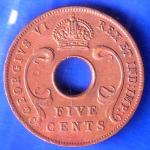 EAST AFRICA 1942 FIVE CENTS Georgivs VI REX ET IND.IMP ANH2498