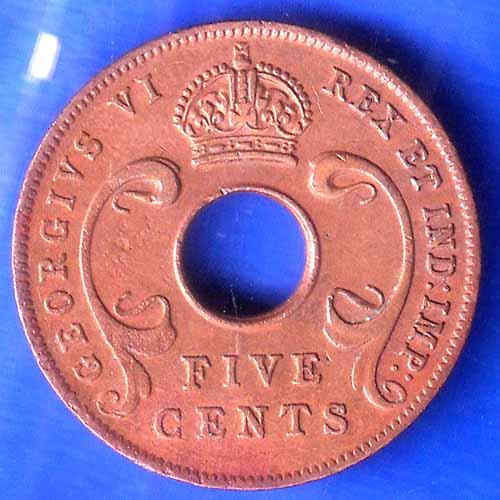 EAST AFRICA 1942 FIVE CENTS Georgivs VI REX ET IND.IMP ANH2498