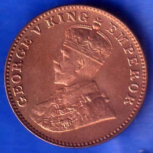 British India 1927 BOMBAY MINT George V One Quarter Anna Coin ANH2149