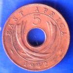 EAST AFRICA 1942 FIVE CENTS Georgivs VI REX ET IND.IMP ANH2498