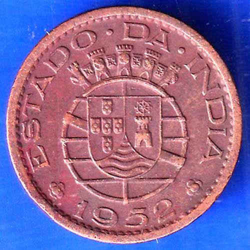 Portuguese India Goa 1 Tanga 1952 copper coin ANH2598