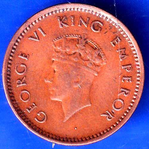 British India 1939 Bombay Mint George VI King Emperor Half Pice Coin ANH2499