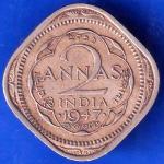 BRITISH INDIA 1947 GEORGE VI 2 ANNAS COIN ANH1907