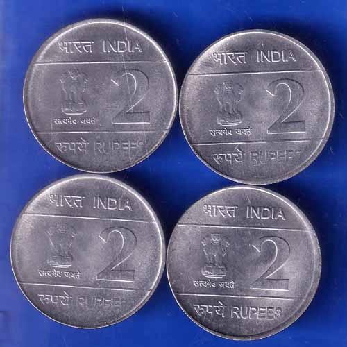 Set Of 4 Coins Republic India 2010 Delhi XIX Commonwealth Games in India Two Rupees CoinANH1911