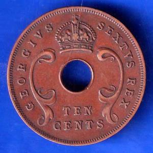 EAST AFRICA 1951 TEN CENTS Georgivs VI REX ET IND.IMP ANH2899
