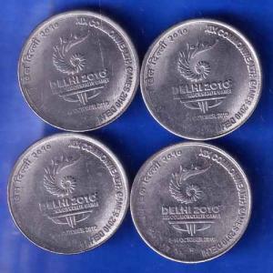 Set Of 4 Coins Republic India 2010 Delhi XIX Commonwealth Games in India Two Rupees CoinANH1911