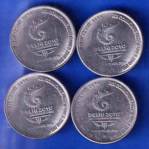 Set Of 4 Coins Republic India 2010 Delhi XIX Commonwealth Games in India Two Rupees CoinANH1911
