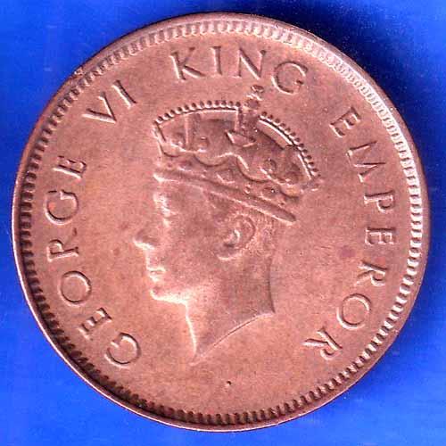 BRITISH INDIA 1939 GORGE VI KING ONE QUARTER ANNA COPPER COIN ANH2749