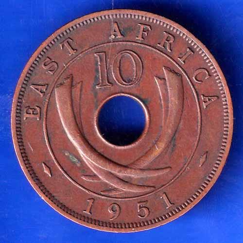 EAST AFRICA 1951 TEN CENTS Georgivs VI REX ET IND.IMP ANH2899