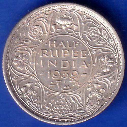 British India 1939 Bombay Mint George Vi Half Rupee coin ANH961