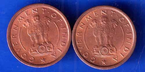 set of two coin:- Government Of India 1953 One Pice Copper Coin ANH1912