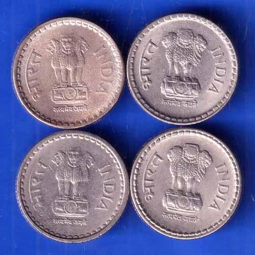 4 SET OF REPUBLIC INDIA DIFFERENT YEAR, MINT 5 RUPEE COINS ANH2948
