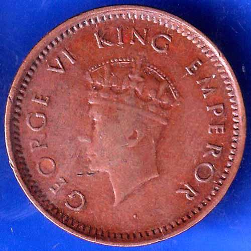British India 1939 Bombay Mint George V King Emperor Half Pice Coin ANH2004