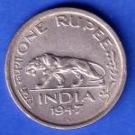 George VI King Emperor 1947 Bombay Mint One Rupee Coin SK1005