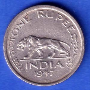 George VI King Emperor 1947 Bombay Mint One Rupee Coin SK1005