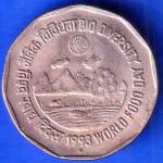 Republic India 1993 Bombay Mint  Bio Diversity World Food Day 2 Rupee Coin ANH2356
