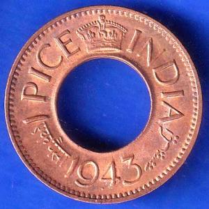 British India 1943 Bombay Mint George Vi King One Pice Coin anh2505