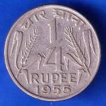 Government Of India 1955 Quarter Rupee kolkata mint Coin ANH2705