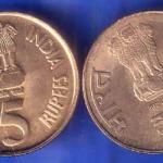 set of two coins:- Republic india reserve bank of india 1935-2010 five rupee coin ANH1914