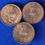 Set Of 3 Coins Republic India different Events five rupee coin ANH1916