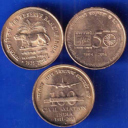 Set Of 3 Coins Republic India different Events five rupee coin ANH1916
