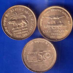 SET OF 3 COINS:- COMMEMORATIVE COINS 5 RUPEE ANH1917