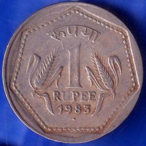Republic India 1983 Hyderabad Mint One Rupee Coin ANH474