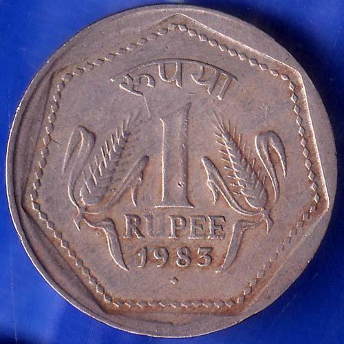Republic India 1983 Hyderabad Mint One Rupee Coin ANH474
