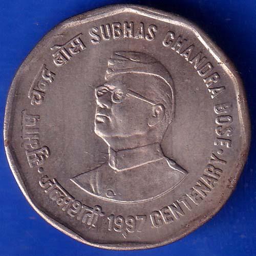 Republic India 1997 Subhas Chandra Bose Centenary 2 Rupee Coin ANH805