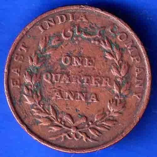 East India Company 1835 One Quarter Anna Copper Coin ANH2905