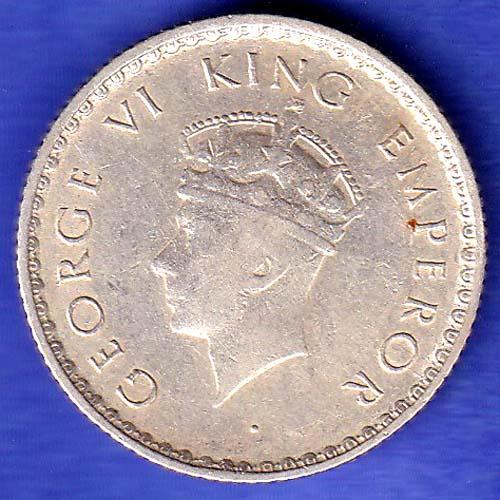 BRITISH INDIA 1939 george vi 1/4 RUPEE SILVER COIN SK706