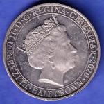 ELIZABETH II DEI-GRA REGINA. GIBRALTAR 2020 HALF CROWN NEVER WAS SO MUCH OWED BY SOMANYTO SO FEW SK1058
