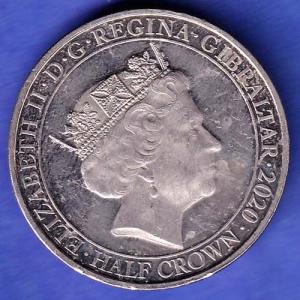 ELIZABETH II DEI-GRA REGINA. GIBRALTAR 2020 HALF CROWN NEVER WAS SO MUCH OWED BY SOMANYTO SO FEW SK1058