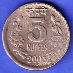 Republic India 5 Rupee 2003 HYDERABAD MINT Coin HSK1011