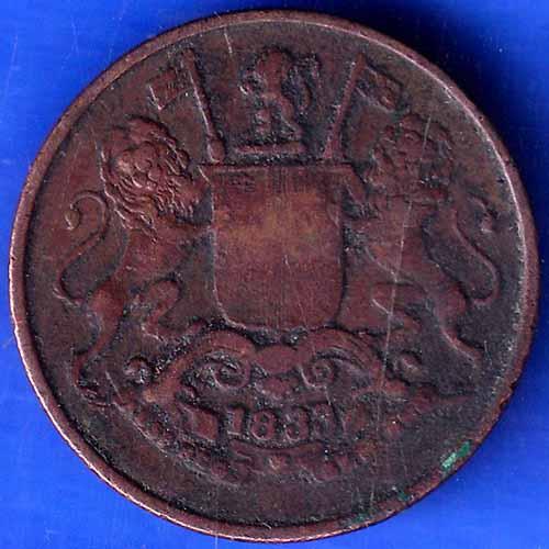 Bombay Presidency 1833 - 1249 One Pie Coin ANH1176