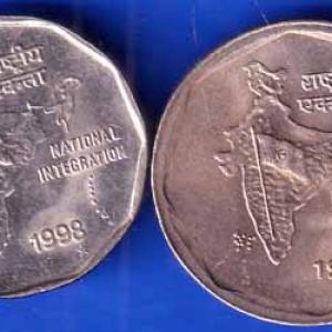 SET OF 2 : Republic India 1990 1998 two rupee Coin ANH1810