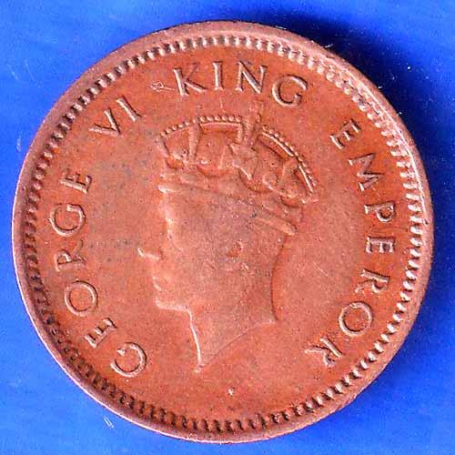 British India 1939 Bombay MInt George VI King Emperor Half Pice Coin ANH2506