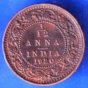 British India 1920 George V King 1/12 Anna Copper Coin ANH2756