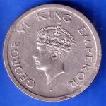 British India 1947 George vi king quarter rupee bombay mint coin  ANH2906