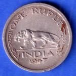 George VI King Emperor 1947 One Rupee Coin SK1009